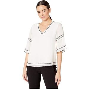 Vince Camuto White Blouse with Black Trim